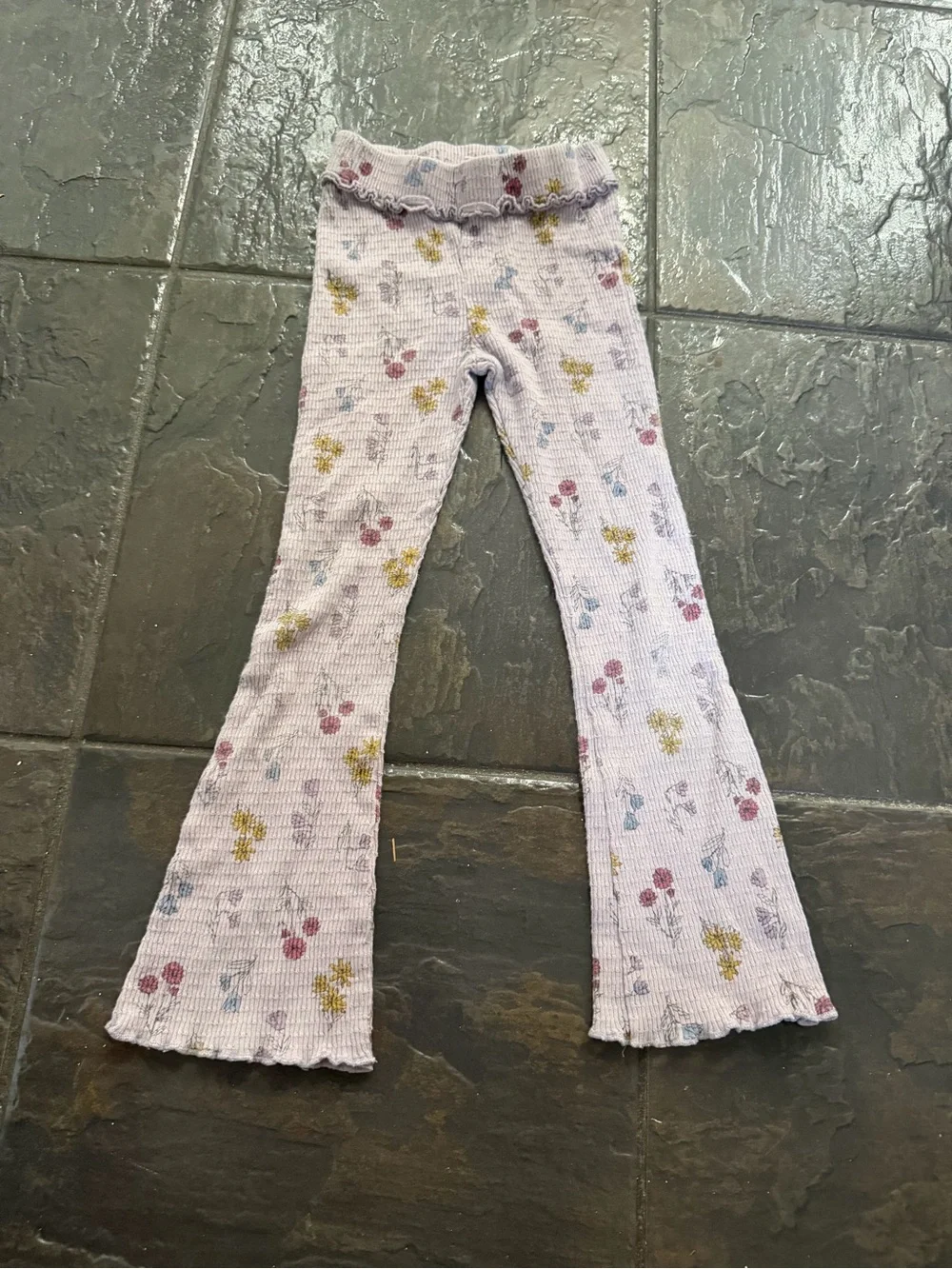 Zara Girls Floral Ruffle Sweatshirt & Ribbed Floral Leggings Set Size 6